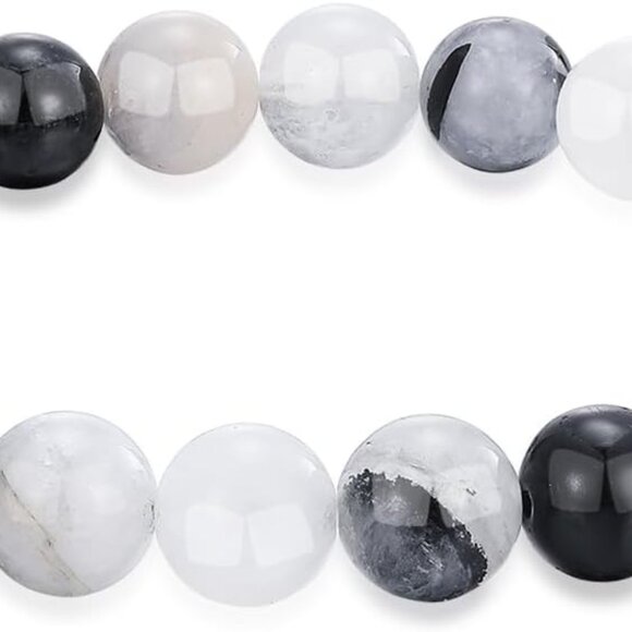 Manifestation Bracelet Handmade Black Rutile Tourmaline Quartz Beaded Jewelry Un - Picture 1 of 8